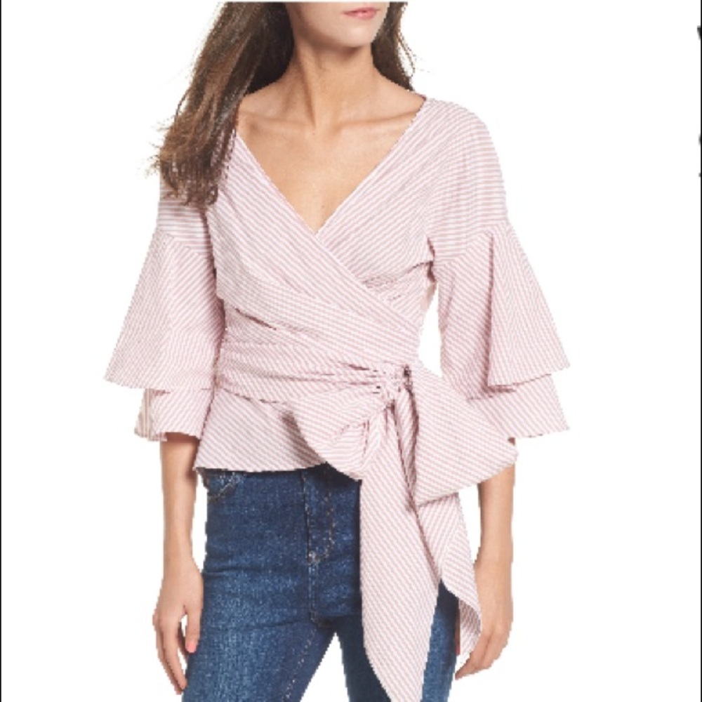 Wayf Pink Stripe Wrap Shirt